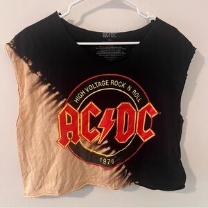 AC/DC Cropped T-Shirt Muscle Tee High Voltage Rock n Roll Cotton M / L